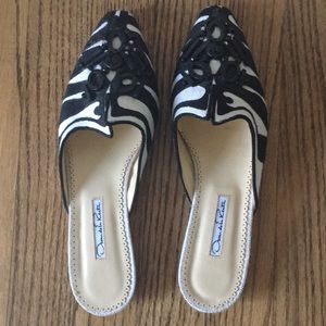 Brand New Oscar de la Renta Linen Mules Size 7 1/2